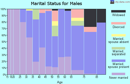 Zip code 19033 marital status for males