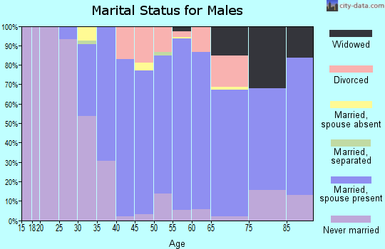 Zip code 20607 marital status for males