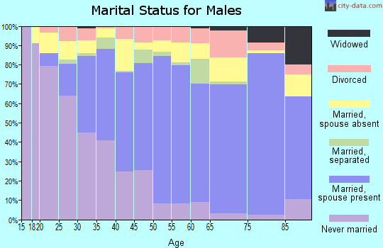 Zip code 20877 marital status for males