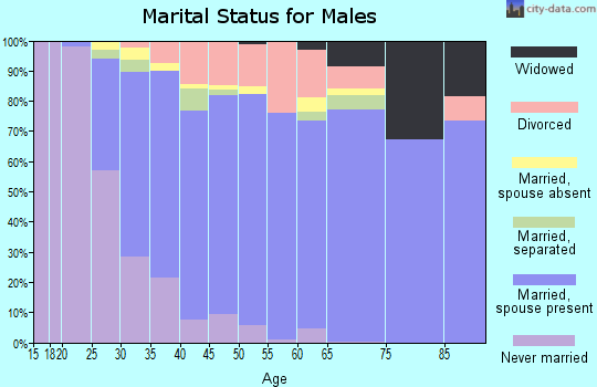 Zip code 21009 marital status for males