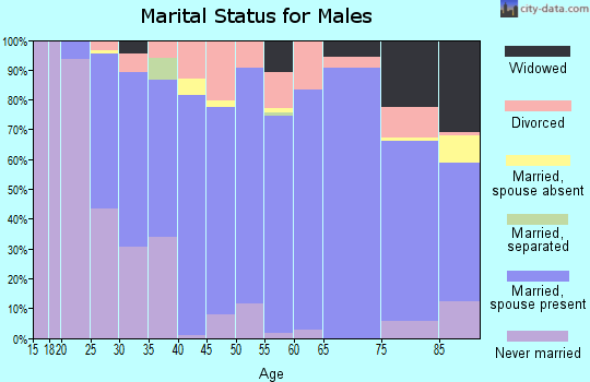 Zip code 21085 marital status for males