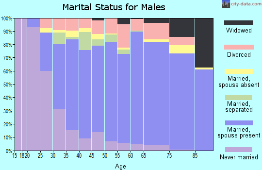 Zip code 21157 marital status for males