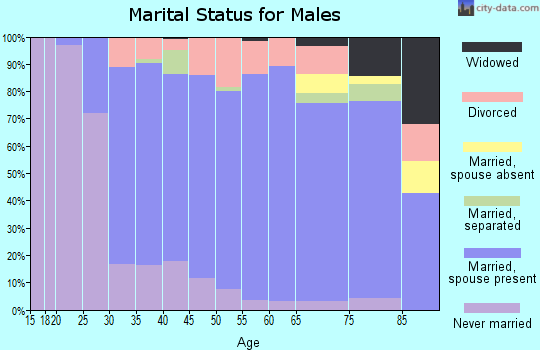 Zip code 21158 marital status for males