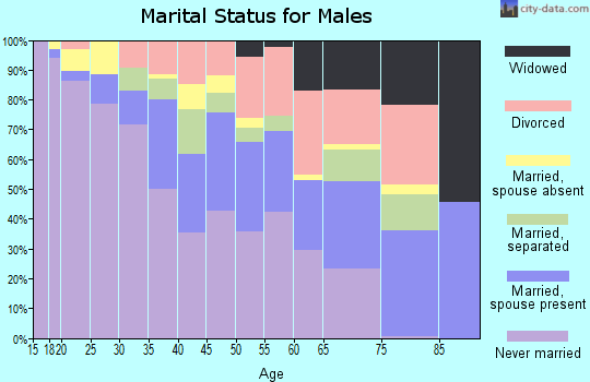 Zip code 21205 marital status for males