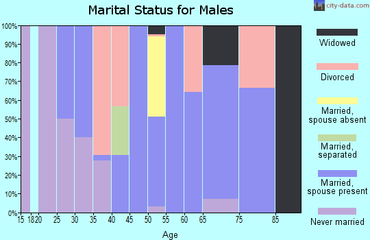 Zip code 21607 marital status for males