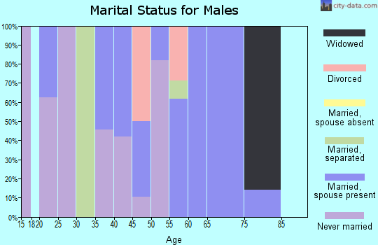 Zip code 21610 marital status for males