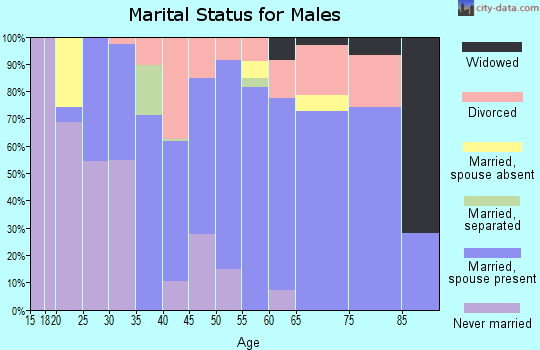 Zip code 21619 marital status for males