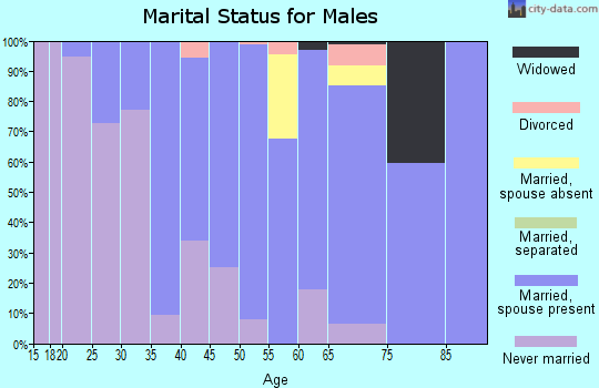 Zip code 21635 marital status for males