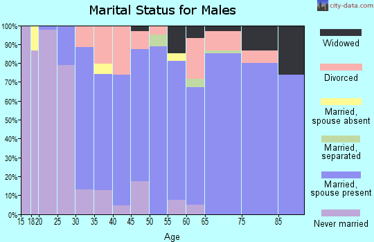 Zip code 21791 marital status for males