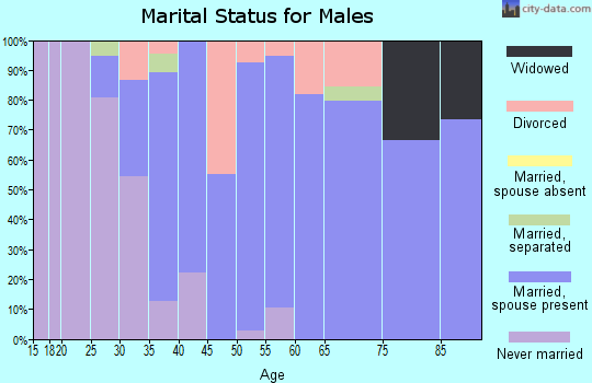 Zip code 21798 marital status for males