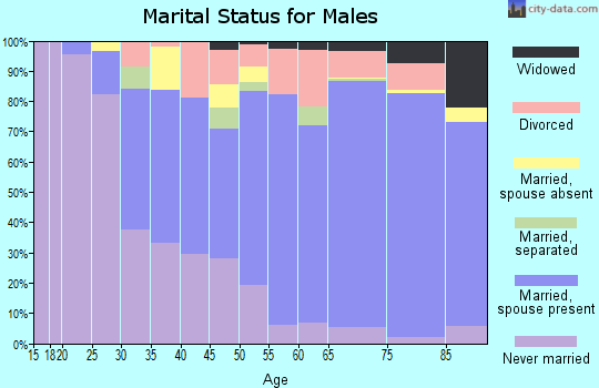 Zip code 21811 marital status for males