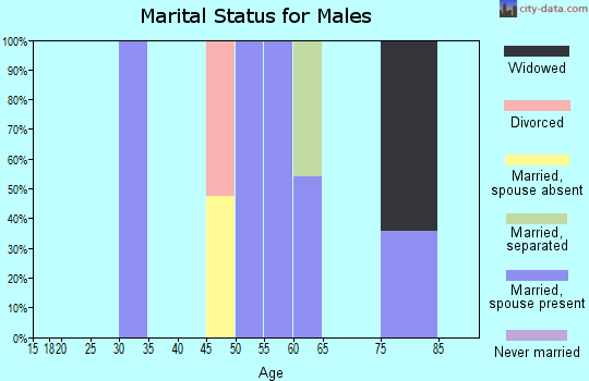 Zip code 21814 marital status for males
