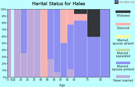 Zip code 21821 marital status for males