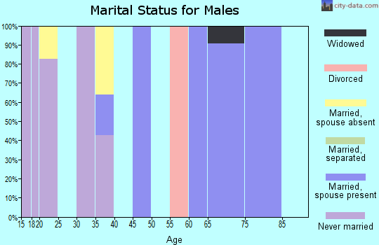 Zip code 21835 marital status for males