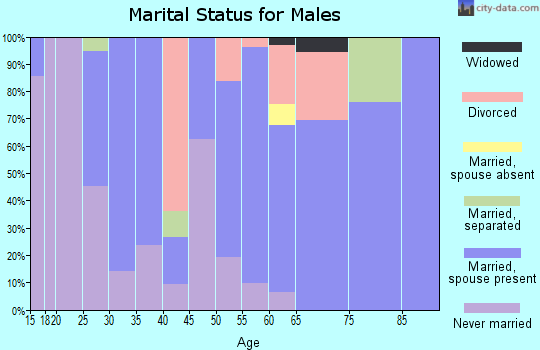 Zip code 23086 marital status for males