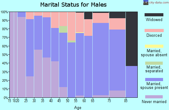 Zip code 25015 marital status for males
