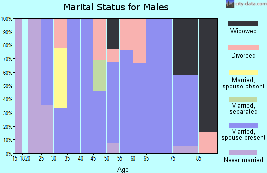 Zip code 25209 marital status for males