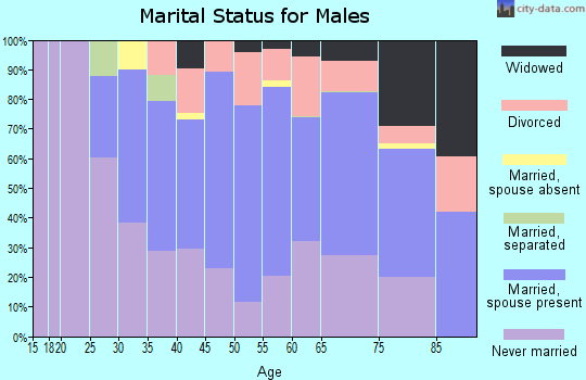 Zip code 25411 marital status for males