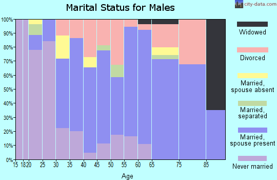 Zip code 25430 marital status for males