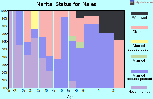 Zip code 25530 marital status for males