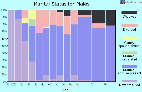 Zip code 25541 marital status for males