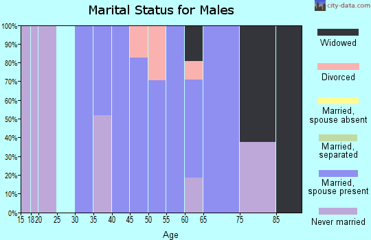 Zip code 25557 marital status for males