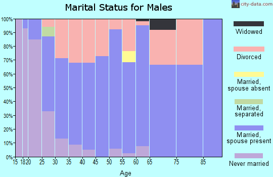 Zip code 25670 marital status for males