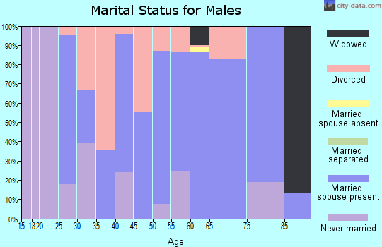 Zip code 25674 marital status for males