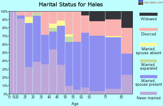 Zip code 25702 marital status for males