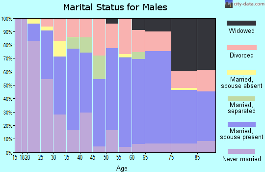 Zip code 25704 marital status for males