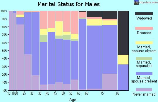 Zip code 27055 marital status for males