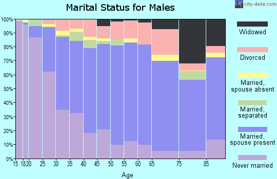 Zip code 27107 marital status for males