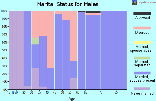 Zip code 27355 marital status for males