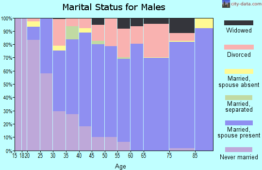 Zip code 27370 marital status for males