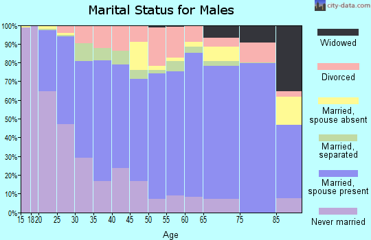 Zip code 27534 marital status for males