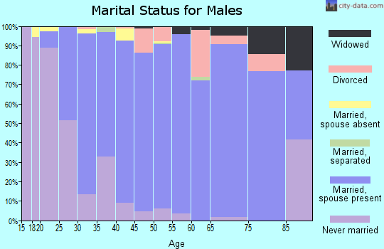 Zip code 27614 marital status for males