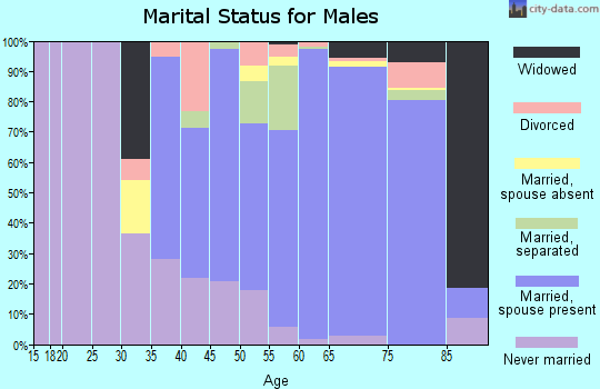 Zip code 29835 marital status for males