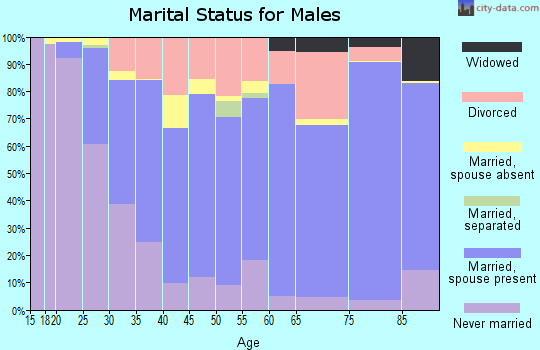 Zip code 32164 marital status for males