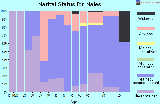 Zip code 32950 marital status for males