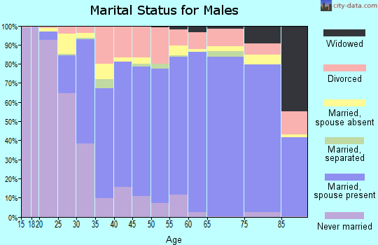 Zip code 33186 marital status for males