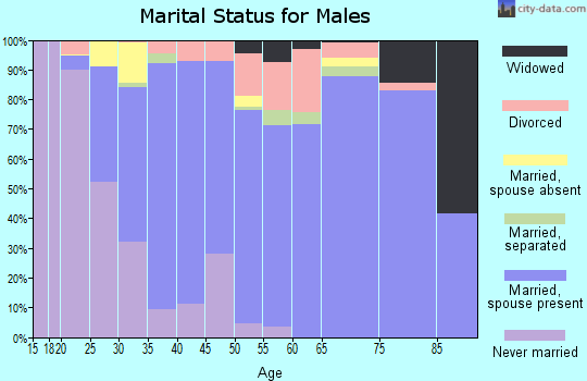 Zip code 33543 marital status for males