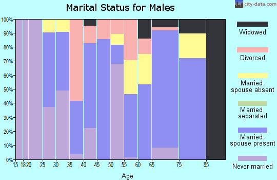 Zip code 34705 marital status for males