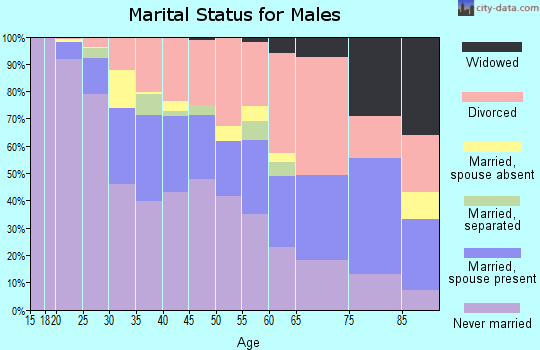 Zip code 35205 marital status for males