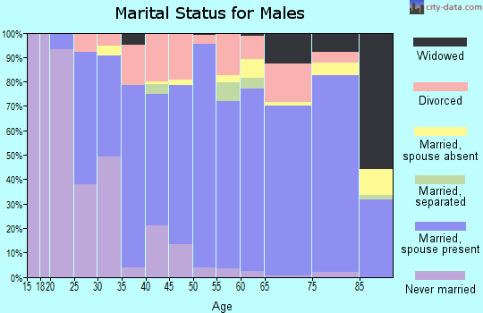 Zip code 35661 marital status for males