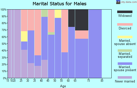 Zip code 37035 marital status for males