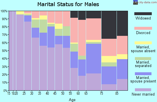Zip code 40203 marital status for males