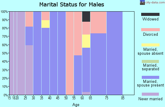 Zip code 40854 marital status for males