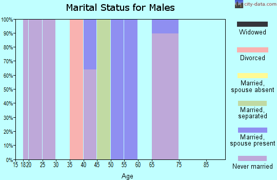 Zip code 40874 marital status for males