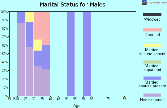 Zip code 43002 marital status for males