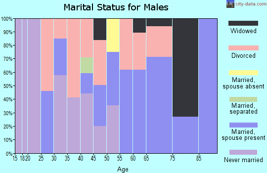 Zip code 43008 marital status for males